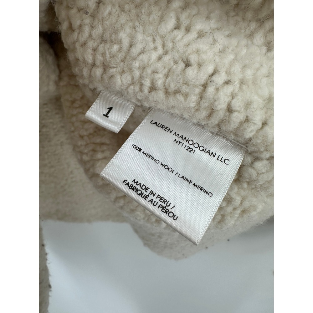 Lauren Manoogian Raw Turtleneck Sweater Cream Merino Wool Oversized Boxy‎ Size 1 - Picture 6 of 9